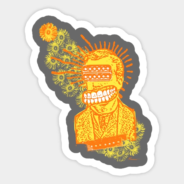 Happy Humbucker Head Sticker by Will 9 Design